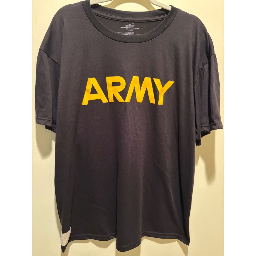 US Army APFU Physical Fitness Uniform T-Shirt Black Yellow Large Sawasawa LLC